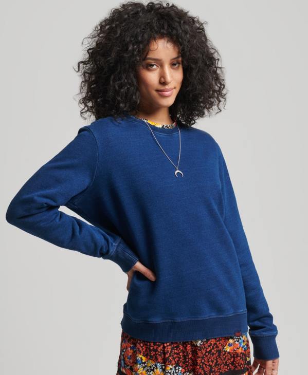 Superdry femmes sweat ras du cou en coton bio à logo vintage D64Z6158 vêtements turquoise