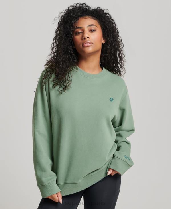 Superdry femmes sweat ras du cou en coton biologique D64Z3341 vêtements vert