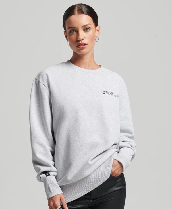 Superdry femmes sweat ras du cou en micro-top recyclé D64Z5901 vêtements gris clair
