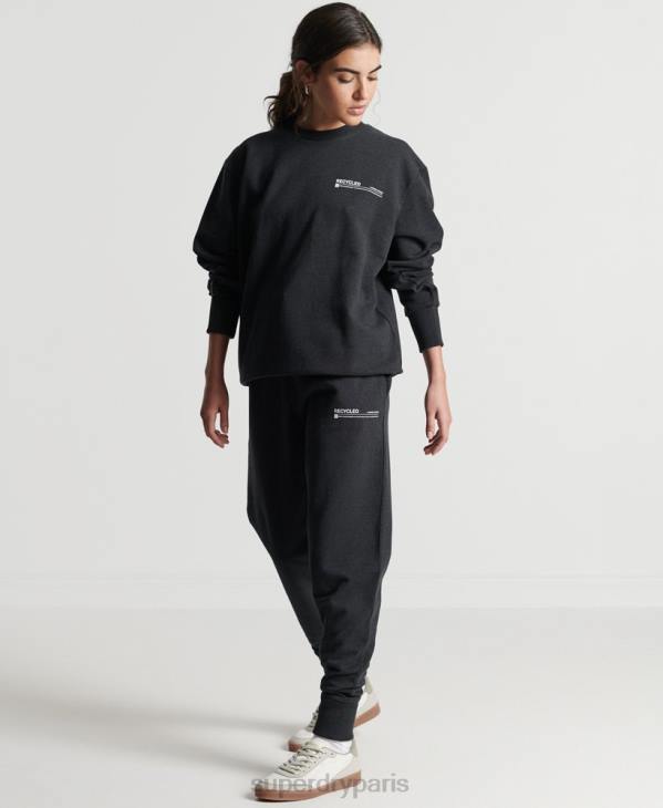 Superdry femmes sweat ras du cou en micro-top recyclé D64Z5970 vêtements noir