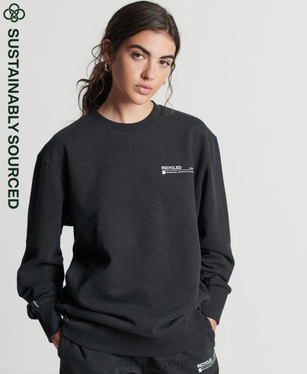 Superdry femmes sweat ras du cou en micro-top recyclé D64Z5970 vêtements noir