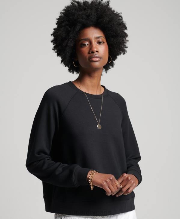 Superdry femmes sweat ras du cou en modal D64Z5788 vêtements noir