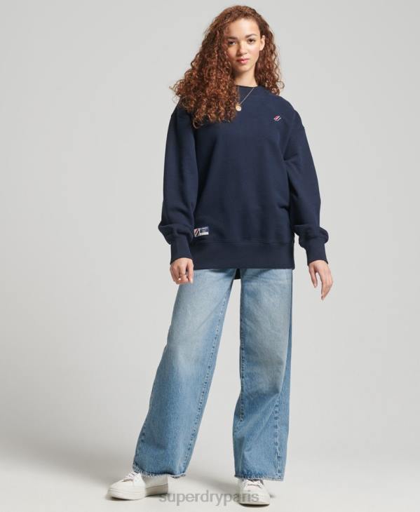 Superdry femmes sweat ras du cou essentiel en coton bio D64Z5809 vêtements marine