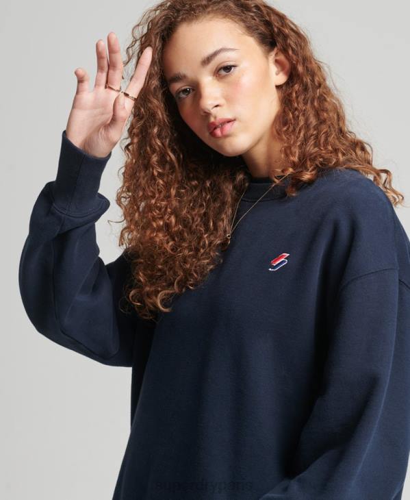 Superdry femmes sweat ras du cou essentiel en coton bio D64Z5809 vêtements marine