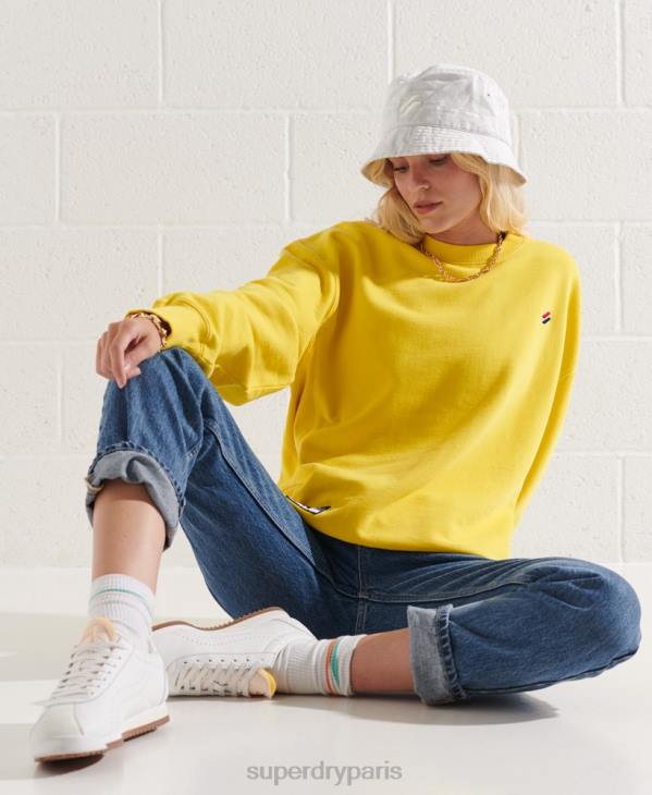 Superdry femmes sweat ras du cou essentiel en coton bio D64Z5822 vêtements jaune
