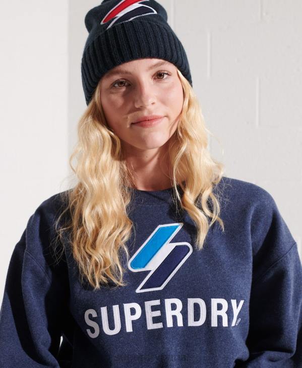 Superdry femmes sweat ras du cou à logo code appliqué D64Z3504 vêtements bleu