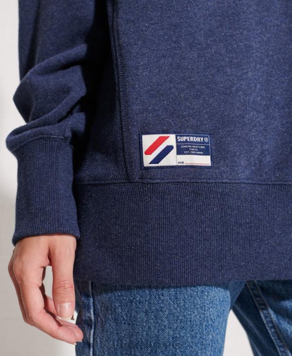 Superdry femmes sweat ras du cou à logo code appliqué D64Z3504 vêtements bleu