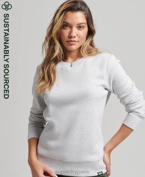 Superdry femmes sweat ras du cou à logo essentiel en coton bio D64Z3402 vêtements gris clair