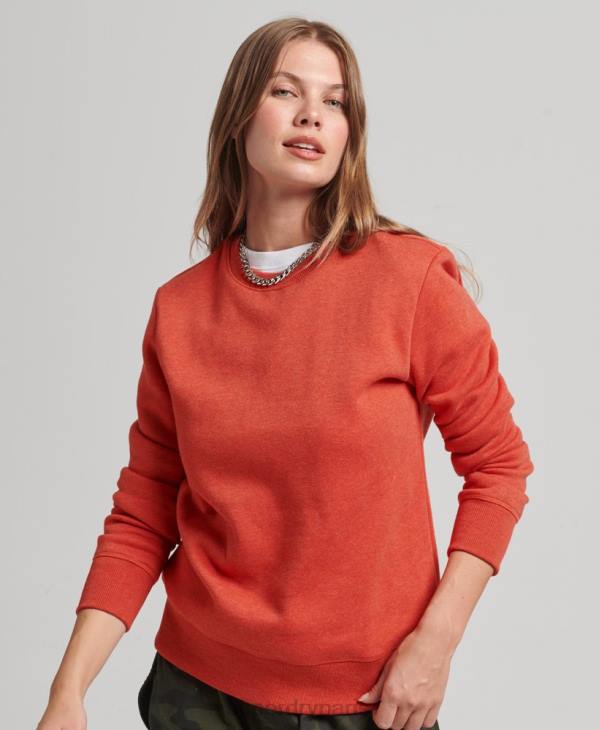 Superdry femmes sweat ras du cou à logo essentiel en coton bio D64Z5799 vêtements orange