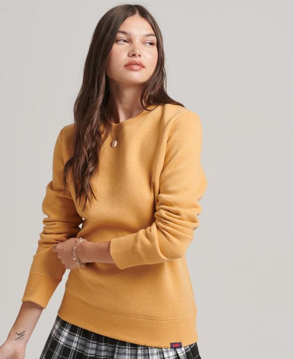 Superdry femmes sweat ras du cou à logo essentiel en coton bio D64Z5865 vêtements jaune
