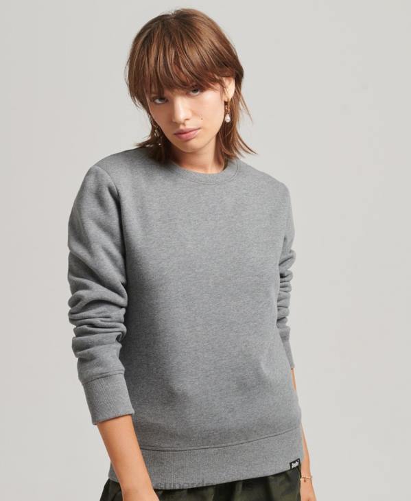 Superdry femmes sweat ras du cou à logo essentiel en coton bio D64Z6113 vêtements gris