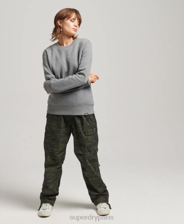 Superdry femmes sweat ras du cou à logo essentiel en coton bio D64Z6113 vêtements gris