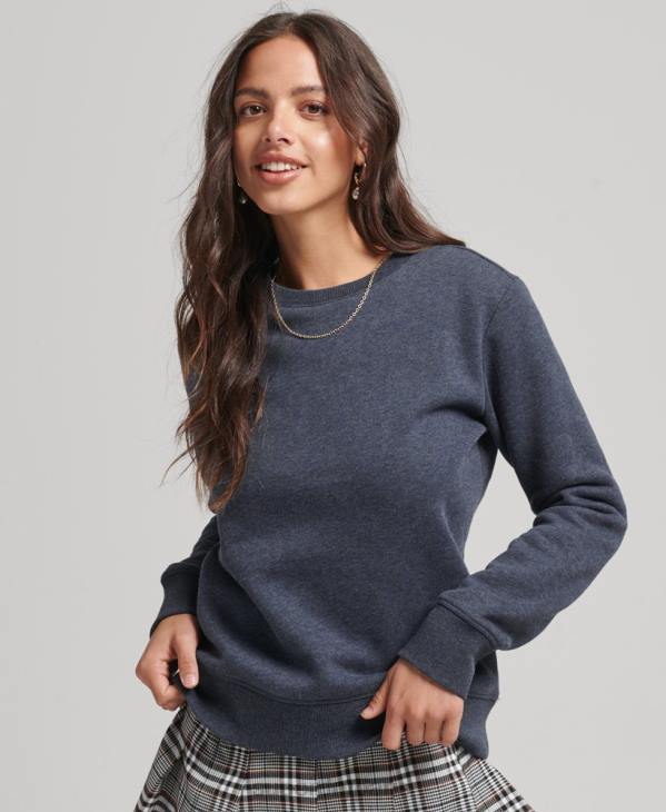Superdry femmes sweat ras du cou à logo essentiel en coton bio D64Z6114 vêtements marine