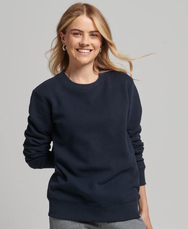Superdry femmes sweat ras du cou à logo essentiel en coton bio D64Z6115 vêtements marine