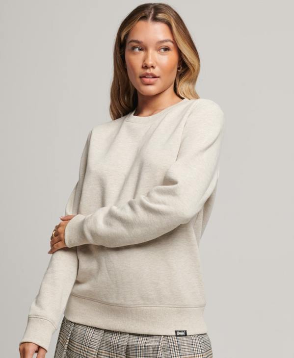 Superdry femmes sweat ras du cou à logo essentiel en coton bio D64Z6156 vêtements crème