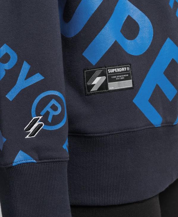 Superdry femmes sweat ras du cou à logo imprimé sur l'ensemble D64Z5887 vêtements marine