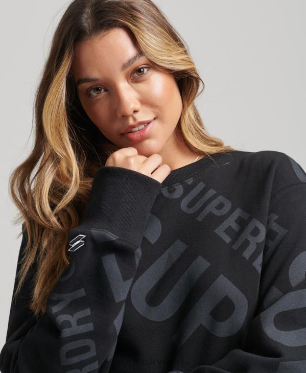 Superdry femmes sweat ras du cou à logo imprimé sur l'ensemble D64Z5896 vêtements noir
