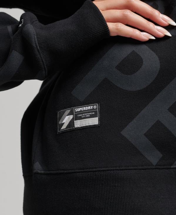 Superdry femmes sweat ras du cou à logo imprimé sur l'ensemble D64Z5896 vêtements noir