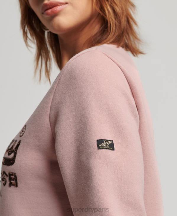 Superdry femmes sweat ras du cou à logo vintage D64Z3308 vêtements rose