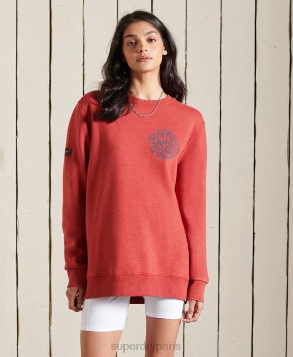 Superdry femmes sweat ras du cou montagne oversize D64Z6049 vêtements rouge