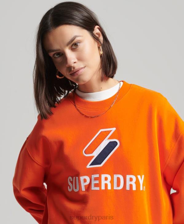 Superdry femmes sweat ras du cou oversize à appliques superposées code D64Z5803 vêtements orange