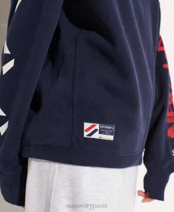 Superdry femmes sweat ras du cou oversize barré D64Z5832 vêtements marine