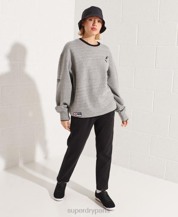 Superdry femmes sweat ras du cou oversize barré D64Z5966 vêtements gris clair