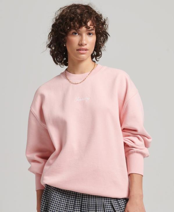 Superdry femmes sweat ras du cou oversize à broderies Heritage D64Z5808 vêtements rose