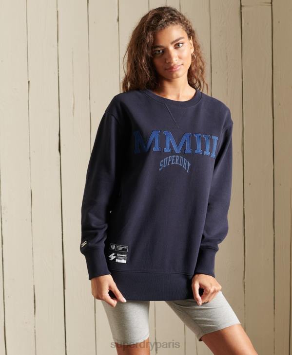 Superdry femmes sweat ras du cou oversize college arch D64Z5960 vêtements marine