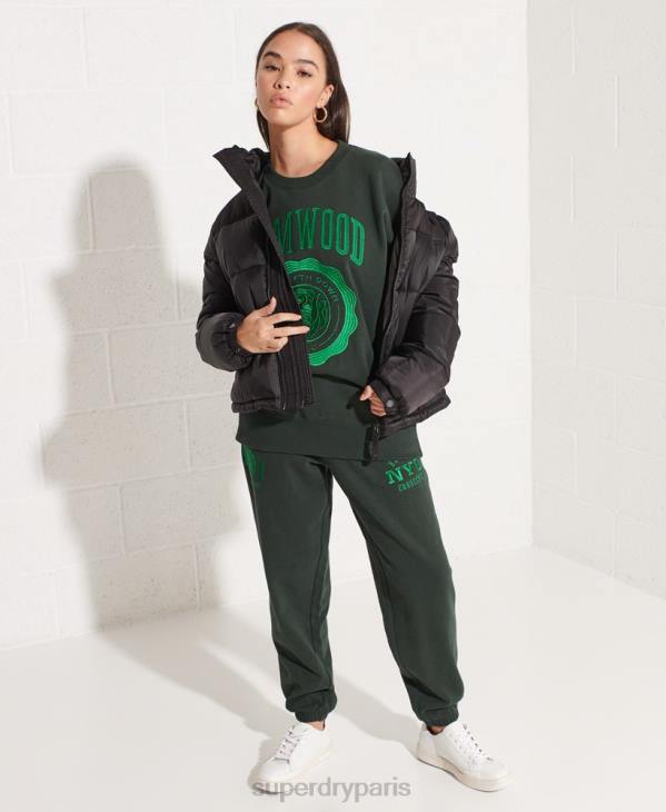 Superdry femmes sweat ras du cou oversize graphique college D64Z5836 vêtements vert