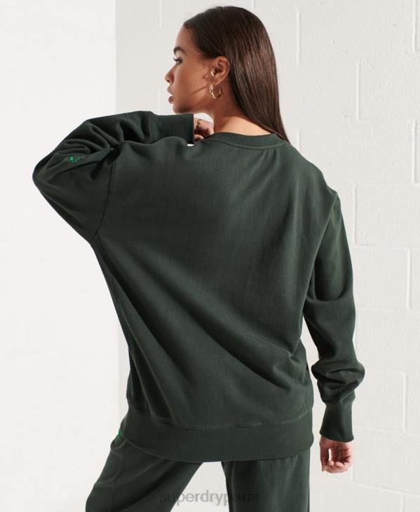 Superdry femmes sweat ras du cou oversize graphique college D64Z5836 vêtements vert