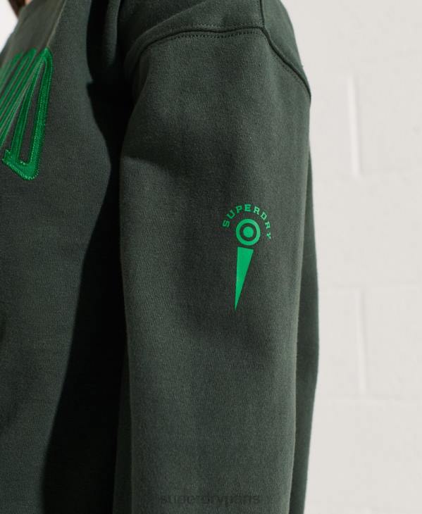 Superdry femmes sweat ras du cou oversize graphique college D64Z5836 vêtements vert
