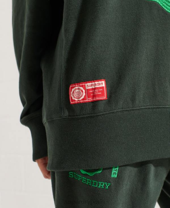 Superdry femmes sweat ras du cou oversize graphique college D64Z5836 vêtements vert