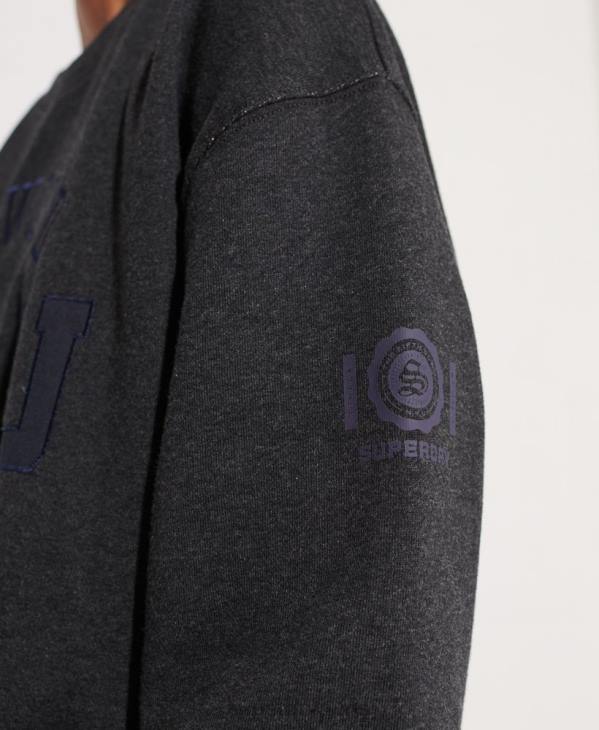 Superdry femmes sweat ras du cou oversize graphique college D64Z6138 vêtements gris foncé