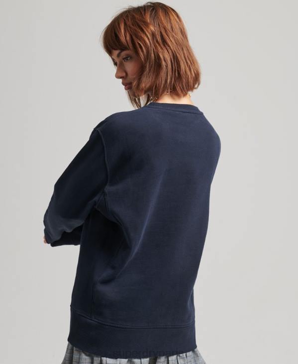 Superdry femmes sweat ras du cou oversize graphique college D64Z6161 vêtements marine
