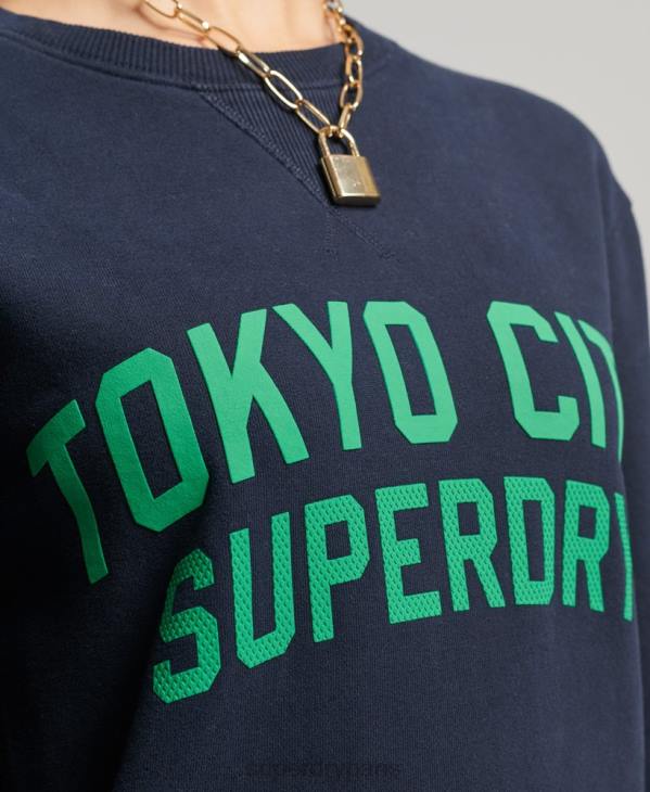 Superdry femmes sweat ras du cou oversize graphique college D64Z6161 vêtements marine