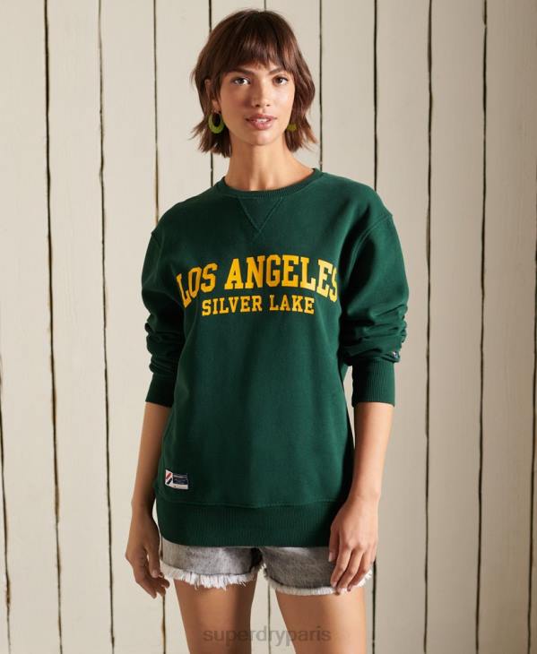 Superdry femmes sweat ras du cou oversize graphique college D64Z6162 vêtements vert