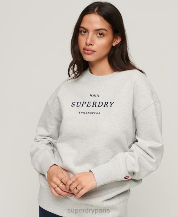 Superdry femmes sweat ras du cou oversize héraldique D64Z3288 vêtements gris