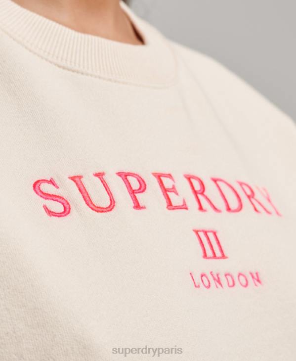 Superdry femmes sweat ras du cou oversize héraldique D64Z3369 vêtements crème
