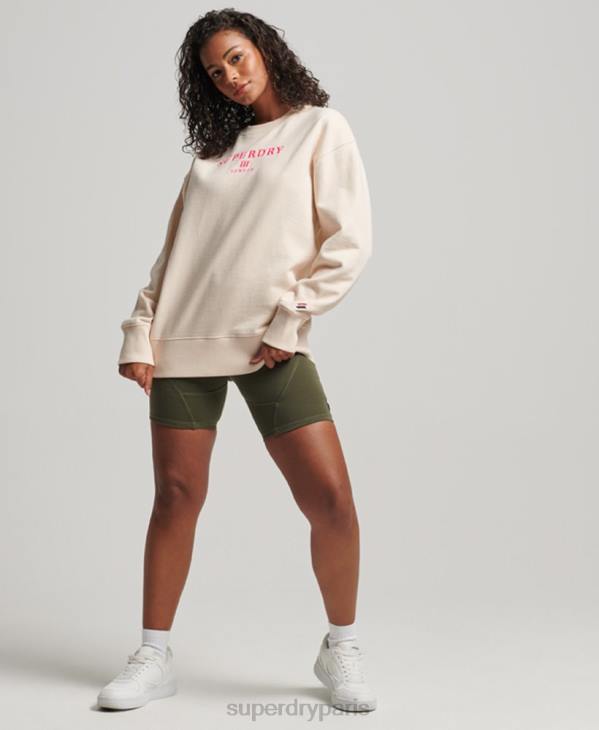 Superdry femmes sweat ras du cou oversize héraldique D64Z3369 vêtements crème