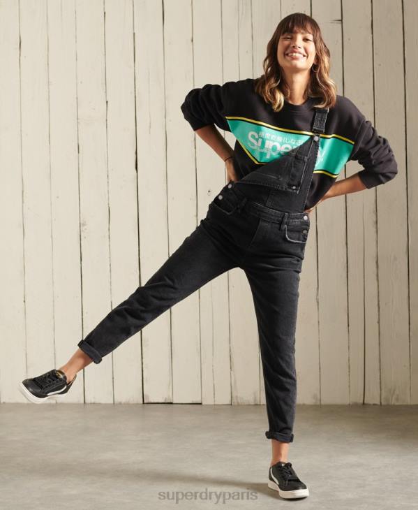 Superdry femmes sweat ras du cou oversize à logo core D64Z5858 vêtements noir