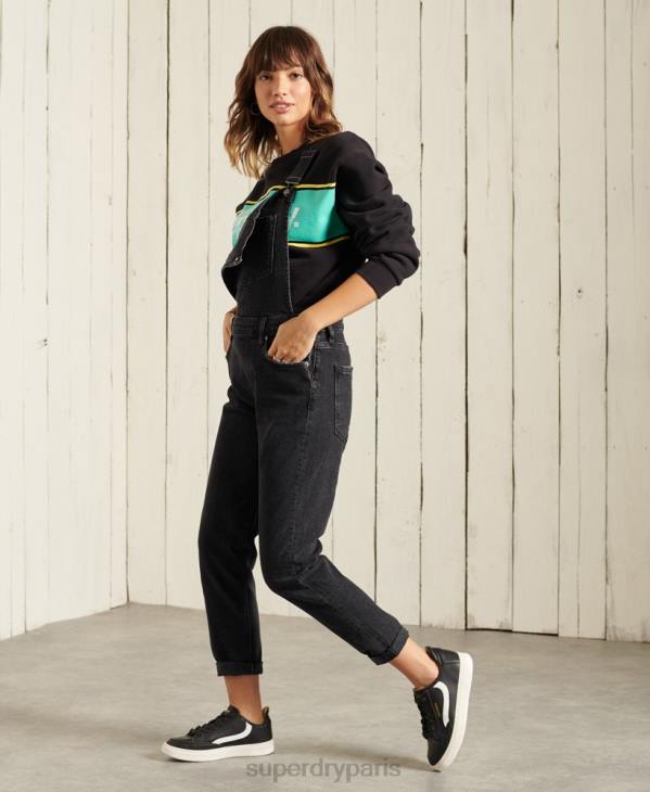 Superdry femmes sweat ras du cou oversize à logo core D64Z5858 vêtements noir