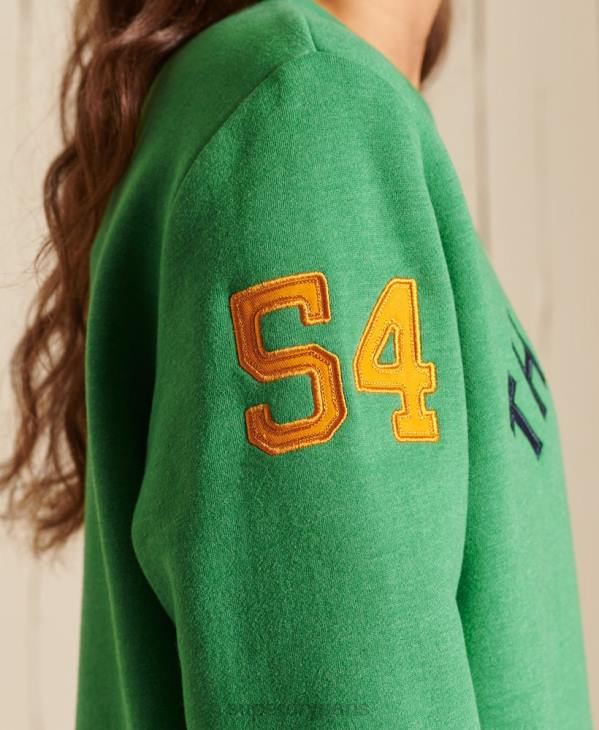Superdry femmes sweat ras du cou oversize à logo vintage D64Z6142 vêtements vert