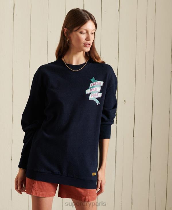 Superdry femmes sweat ras du cou oversize workwear D64Z5934 vêtements marine