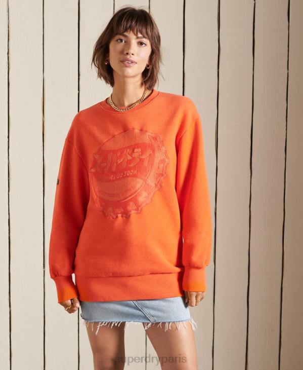 Superdry femmes sweat ras du cou oversize workwear D64Z6171 vêtements orange