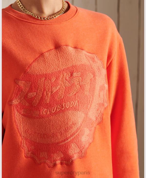 Superdry femmes sweat ras du cou oversize workwear D64Z6171 vêtements orange
