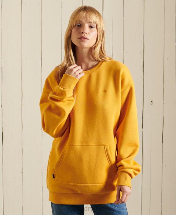 Superdry femmes sweat ras du cou à poche brodée logo vintage D64Z5969 vêtements jaune