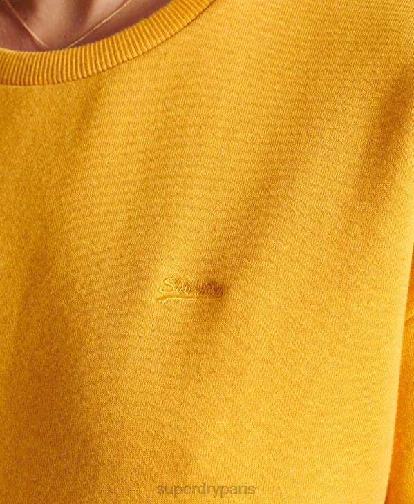 Superdry femmes sweat ras du cou à poche brodée logo vintage D64Z5969 vêtements jaune
