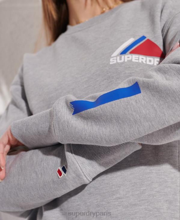 Superdry femmes sweat ras du cou sports de montagne D64Z6148 vêtements gris