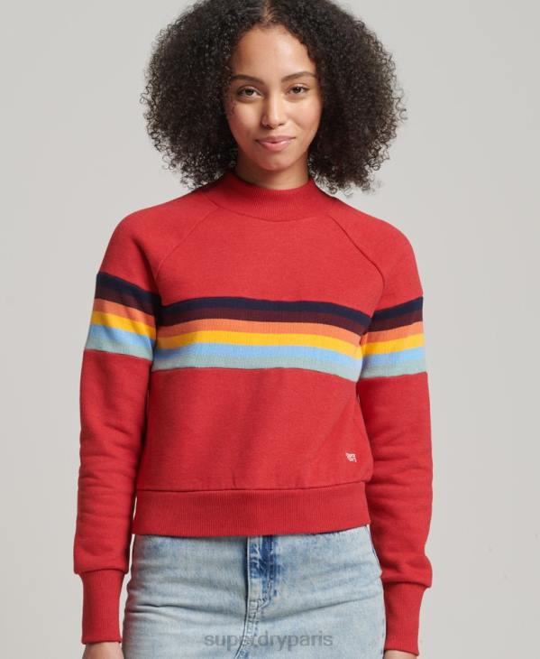 Superdry femmes sweat ras du cou vintage à rayures cali D64Z3468 vêtements rouge